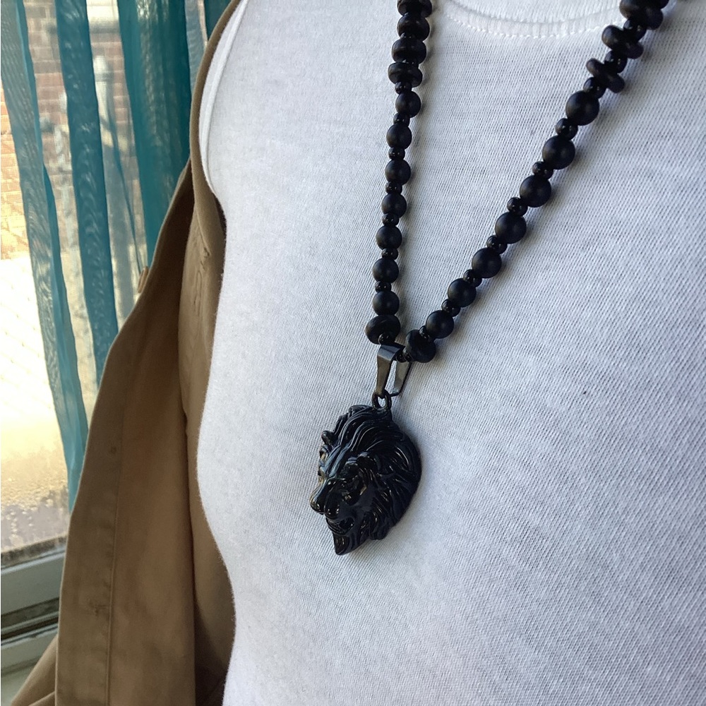 Menās Stainless Steel Roaring Lions Head Necklaceš¤ - Picture 3 of 4